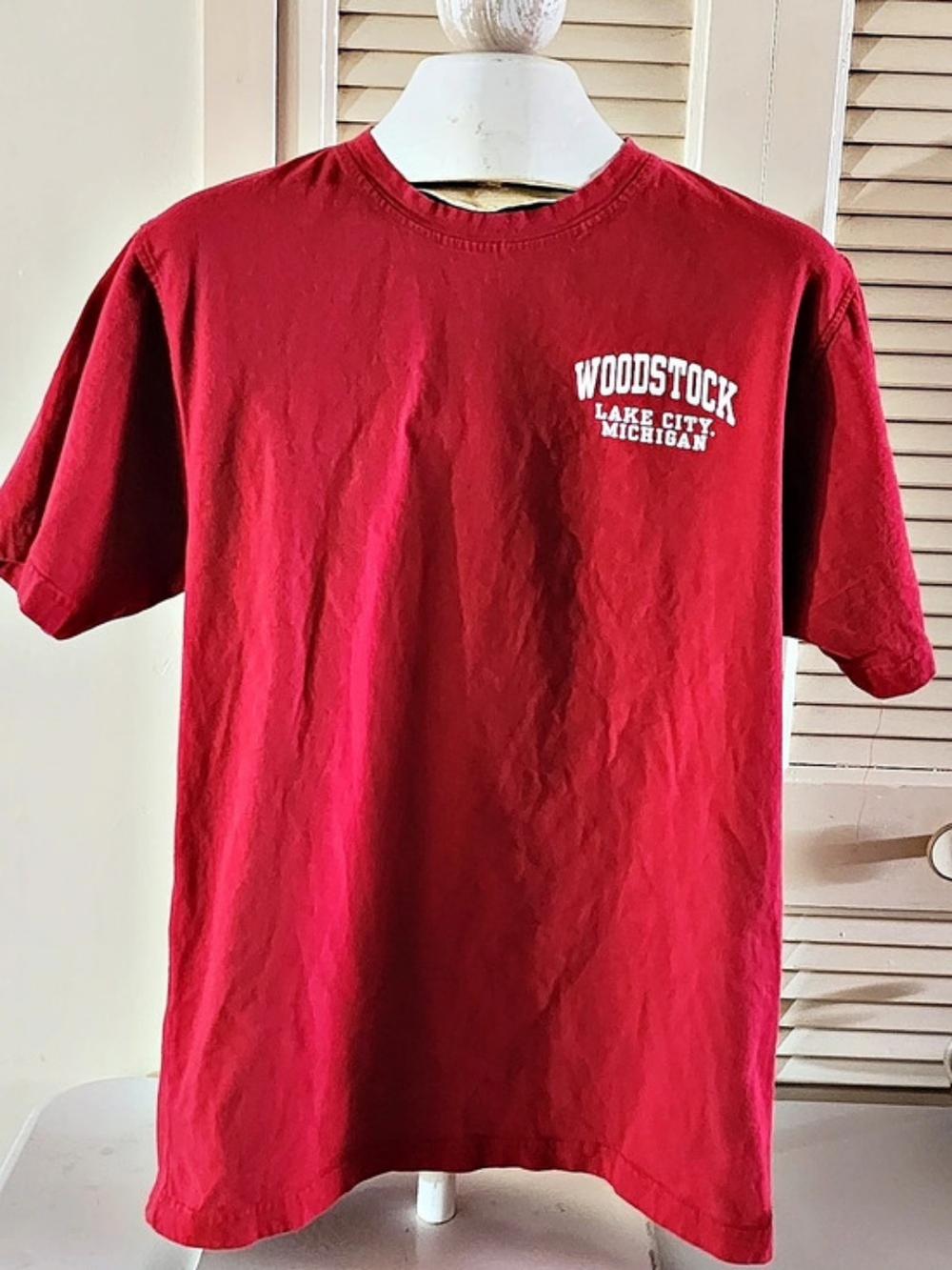 Greenlite Woodstock Lake City Michigan Graphic Tee Red Medium